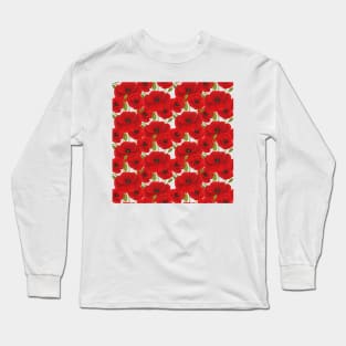 Red Poppy Flowers Pattern Long Sleeve T-Shirt